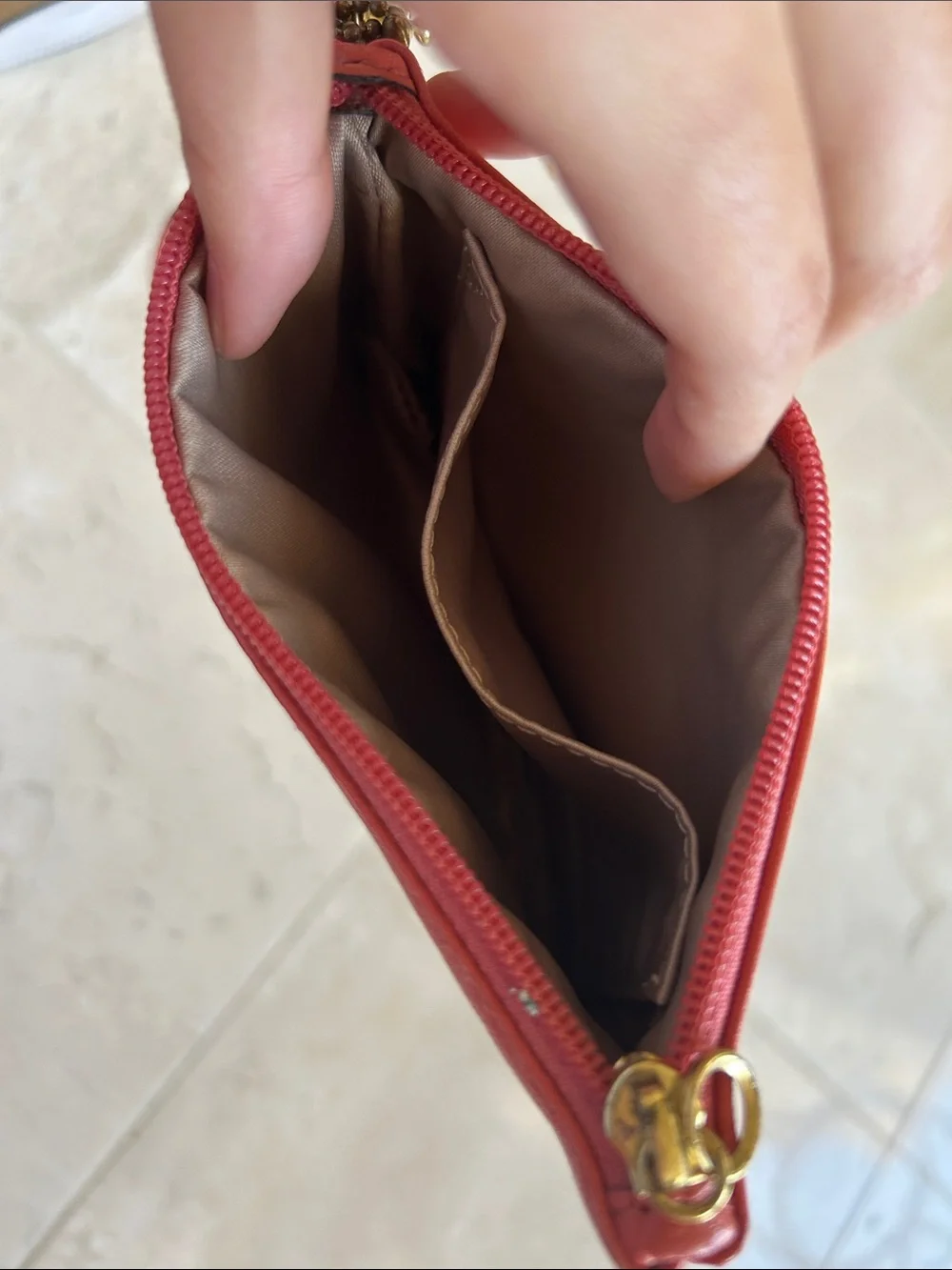 Coach Red Leather Wristlet Clutch - Women's Compact Wallet